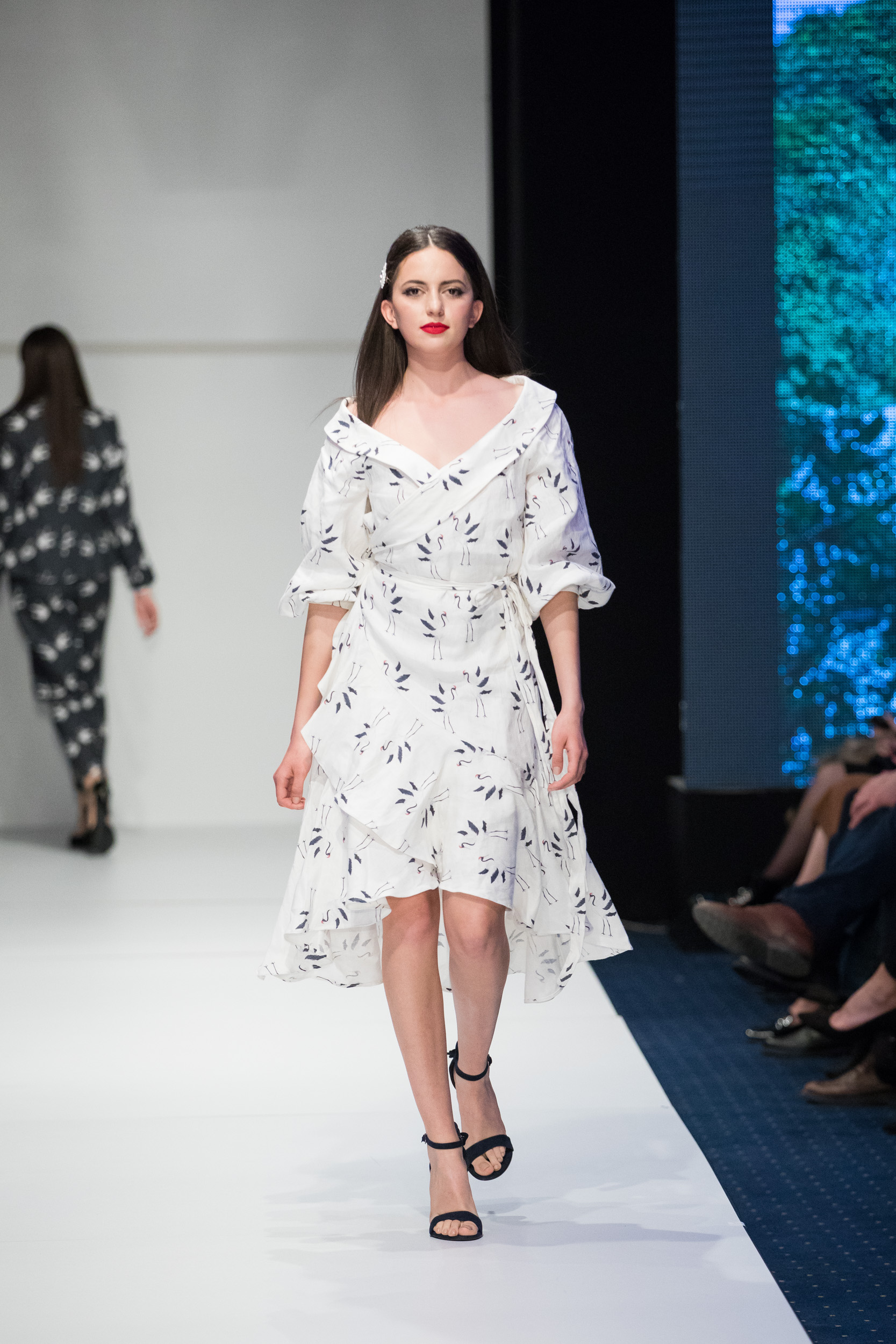 Crane pattern dress