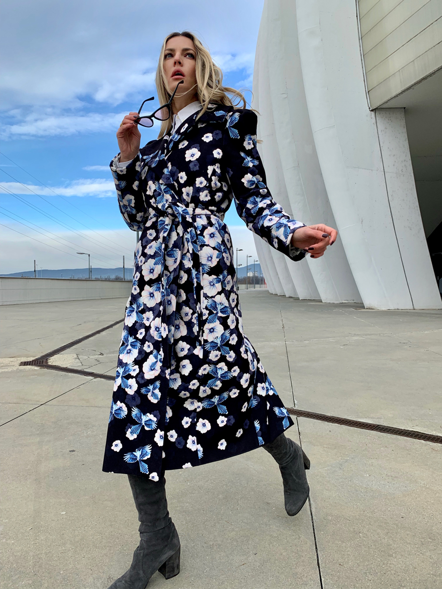 Blue Jack pattern design on coat